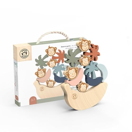 SPEEDY MONKEY Wooden See Saw Balance Game | Monkeys & Palm Trees Playset - color: See Saw Game