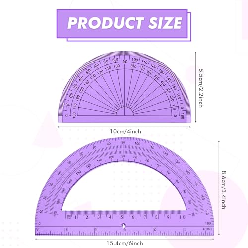 EBOOT 2 Pcs Plastic Protractors - color: Purple