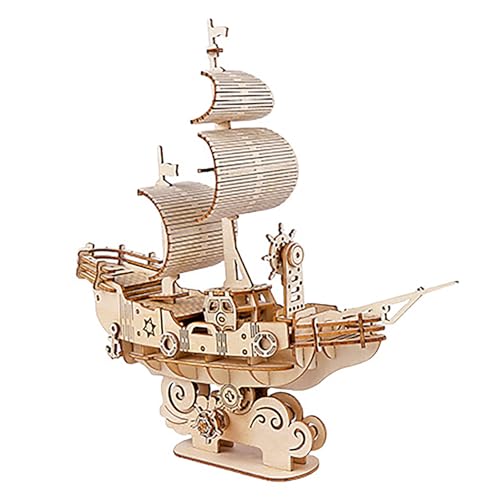 Wooden 3D Sailboat Puzzle Model Kit DIY Ship 3D Jigsaw Puzzles - color: Sailing Boat Puzzle C