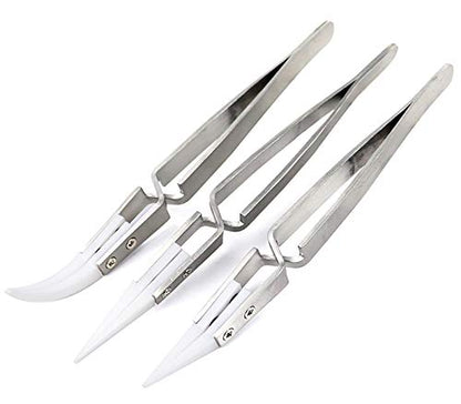 Yakamoz Reverse Ceramic Tweezers, 3pcs Non-Conductive Precision Tool