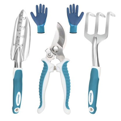 Blue Garden Tools 4-Piece, Aluminum Alloy Gardening Hand Tool Set - color: blue-4pcs
