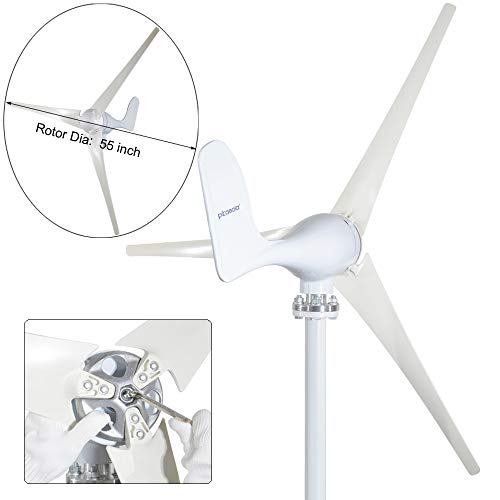 400W Wind Turbine Generator AC 12Volt Economy 3 Blades Windmill for Wind Solar Hybrid System 2.5m/s Start Wind Speed,400w Windmill Generator for Home
