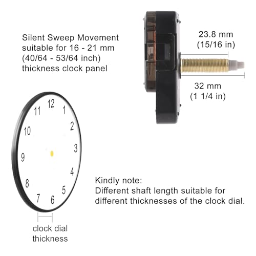 EMOON 2-Pack Quartz Clock Movement Replacement, Battery Operated Silent Clock Mechanism Kit for DIY Wall Clock Repair & Custom Clocks, Total Shaft Length 32mm*2 - size: Total Shaft Length 32 MM*2