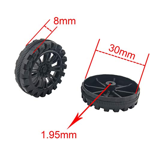 EUDAX 30mmx8mm Plastic Roll 2mm Dia Shaft Toys Wheel and 2mmx100mm STEM Shaft Round Rod Axles for DIY Toy RC Car Truck Boat Helicopter Model Part (Black, 100pcs) - color: Black, size: 100pcs