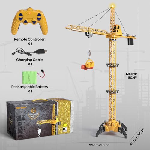 Mini Tudou RC Crane Toy, 50.4 inch Tall Large Toy Cranes for Boys Age 6-12