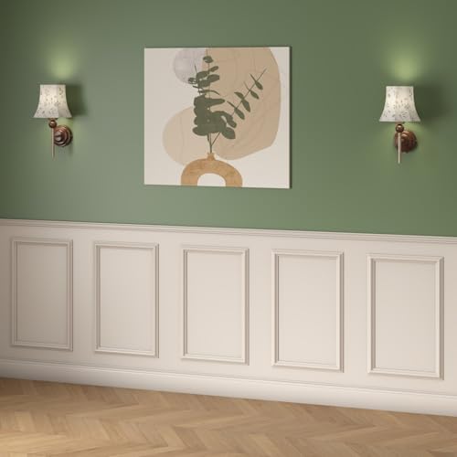 4 Set Peel and Stick Wall Molding Trim Kit, Premade Wainscoting Panels, White Pre Cut Wall Panels for Interior Wall Decor, DIY Home Decoration Picture Frame (12 x 24 Inch)