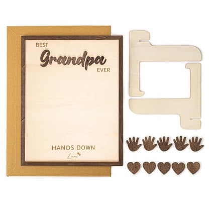Best Grandpa Gifts 2026, Personalized Wooden Handprint Plaque Craft from Grandkids, DIY Keepsake Family Decor Sign, Meaningful Birthday Christmas Fathers Day Grandpa Gift from Kids Grandchildren - color: Grandpa