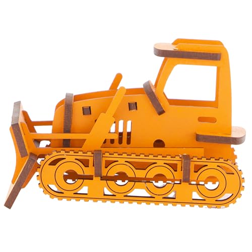 Little & Wood: Woodlet: Medium - Bulldozer - Orange 3D Wooden Kit-Set, Construction Vehicle Puzzle, Easy Assembly Model, Pop Build Fun, Ages 6+ - style: Bulldozer