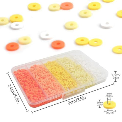 3500Pcs Yellow Clay Beads for Bracelets Making 6mm Heishi Polymer Clay Bead, Flat Round Disc for Jewelry Making Yellow Bead Making Kit - color: Yellow