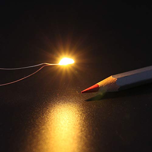 Evemodel 30pcs Pre-Wired Micro Litz Wire Yellow 0603 SMD LED Light 7.8'' Wire Resin Cover Waterproof CD0603Y - color: Yellow
