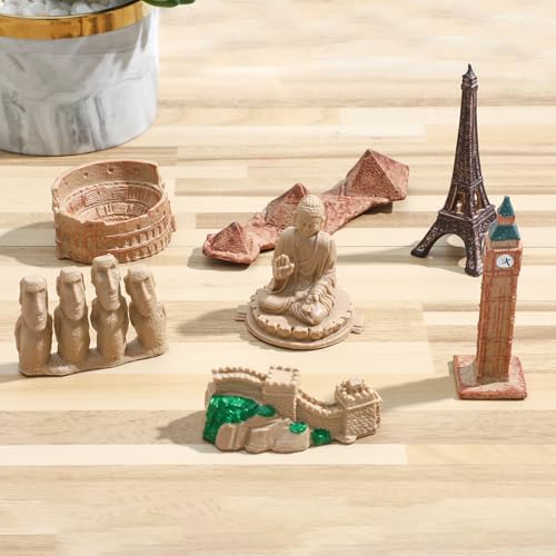 ONEST 7 Pieces Mini World Building Model Playsets Famous Architecture Figurines - style: F Set