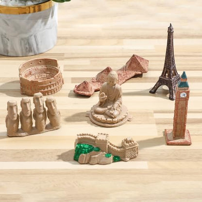 ONEST 7 Pieces Mini World Building Model Playsets Famous Architecture Figurines - style: F Set