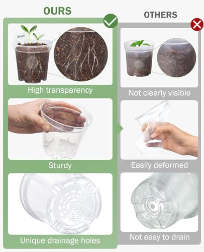 homenote 2 Pack 20 Cell Seed Starting Trays with 40 Clear 3 Inch Plant Pots - size: 3 Inch, style: 2 Pack Seed Starter Tray+Nursery Pots