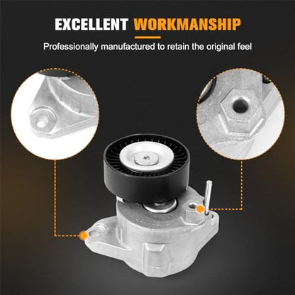 Engine Drive Belt Tensioner Idler Pulley V-Ribbed Serpentine Belt Kit Compatible with Mercedes-Benz ML350 C230 C300 C350 E350 S550, 2006-2011 - Replace 2722021419 2722000270 2722021019 6pk2404