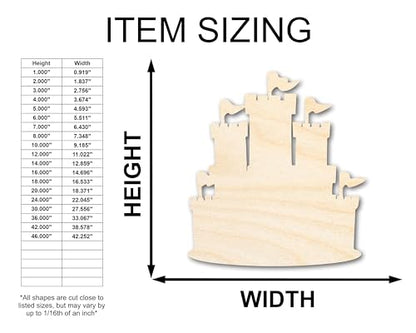 Unfinished Wood Medieval Castle Silhouette History Craft up to 46" DIY 5" / 1/2" - size: 5", style: 1/2" Thick Wood