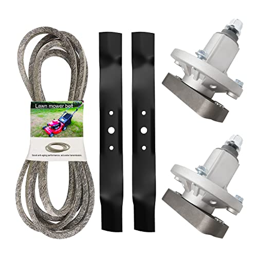 42 inch Deck Spindle Blade Belt Rebuild Kit for John Deere L100 L105 L107 L108 L100 L110 L111 L118, Include Spindle GY20050 GY20785, 1/2" x 104" Belt GX20072 GY20570, Mulching Blade GX20249 GX20433 - size: 42 inch Spindle Kit