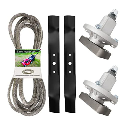 42 inch Deck Spindle Blade Belt Rebuild Kit for John Deere L100 L105 L107 L108 L100 L110 L111 L118, Include Spindle GY20050 GY20785, 1/2" x 104" Belt GX20072 GY20570, Mulching Blade GX20249 GX20433 - size: 42 inch Spindle Kit