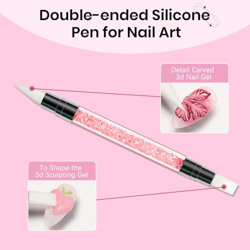 Sculpting Gel for Nail Art, 2PCS Non-Sticky 3D Gel Molding Nails - color: Clear&Pink