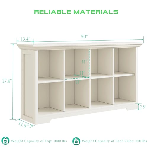 OSCHF 8-Cube Open Bookcase with Base, 2-Tier Low Cabinet, White - color: Warm White, size: 8-Cube