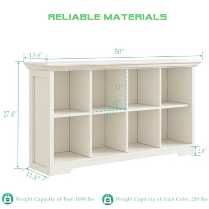 OSCHF 8-Cube Open Bookcase with Base, 2-Tier Low Cabinet, White - color: Warm White, size: 8-Cube