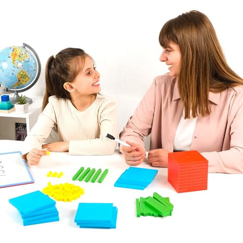 Simply magic 131 PCS Base Ten Blocks for Math - Math Counters - Math Cubes
