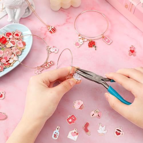 SANNIX 110pcs 55 Pairs Valentine's Day Charms Gold Enamel Heart Charms for Jewelry Making Women Girls Day DIY Keychains Bracelets Necklace Earring Crafts Supplies Valentines Party Favor - style: Valentines Charms-55 Pairs