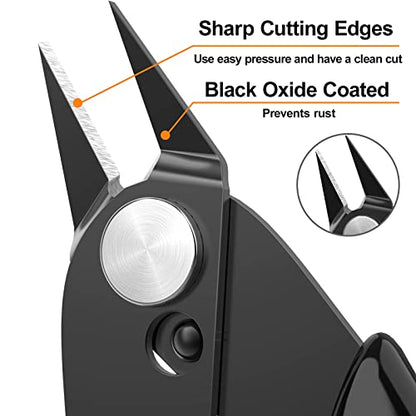 10 Pack Small Wire Cutters for Jewelry Making 5 Inch Model Nippers Filament 3d Print Snips Zip Tie Flush Cutter for Soft Copper Wire, Crafts, Floral, Electronics, Black - color: Black ( 10 Pack )