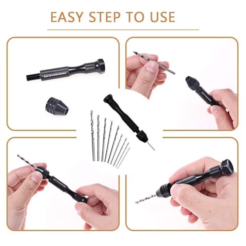 Precision Pin Vise Hand Drill Manual w/Micro Twist Drill Bits Set 0.5-3.0mm