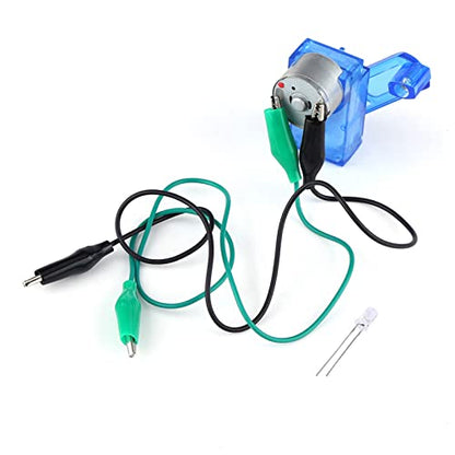 Hand Crank Generator 6V Dynamo, Emergency Power Supply with LED Light, Educational Science Kit for Kids Electricity Experiments, Blue Plastic Housing with Alligator Clips, 2.36x1.81x0.98in