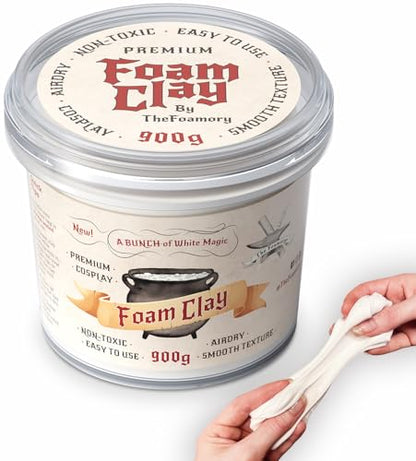 The Foamory White Cosplay Foam Clay (900g) High Density Air Dry Craft Clay - color: White, size: 900g