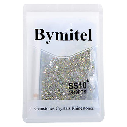 2880PCS Art Nail Rhinestones Non Hotfix Glue Fix Round Crystals Glass Flatback for DIY Jewelry Making with one Picking Pen (ss10 2880PCS, Crystal AB) - color: Crystal AB, size: ss10 2880pcs