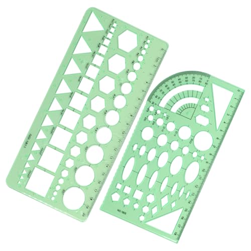 Circle Template, Style2, Clear Green Plastic, 2 PCS - style: Style2,2Pcs