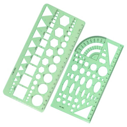 Circle Template, Style2, Clear Green Plastic, 2 PCS - style: Style2,2Pcs