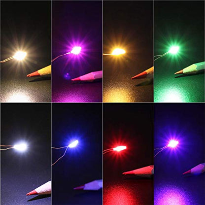 Evemodel 240pcs Pre-Wired Micro Litz Wire 8 Colors 0603 SMD LED Light 7.8'' Wire Resin Cover Waterproof CD0603M - color: Mix Color