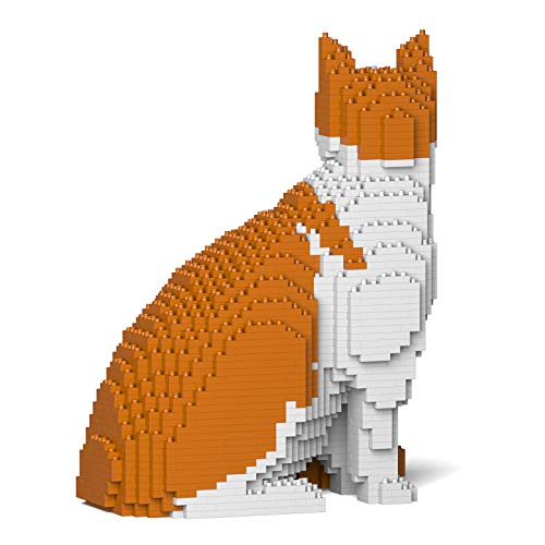 JEKCA Cat 10S-M03 | Orange and White Cat Plastic Building Blocks | Age 14+ - color: Orange and White