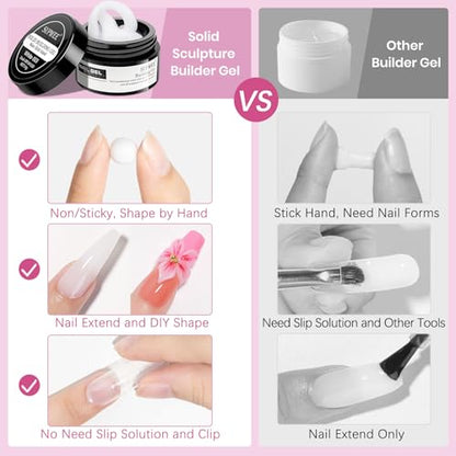 3D Nail Gel Sculpting Gel 4 Colors 3d Gel Nail Art Non Stick Hand Solid Builder Gels Home Manicure, Nail Salon, Nail Charms, Solid, Extension, Carving, Molding Hard Gels - color: Clear, White, Pink,Nude