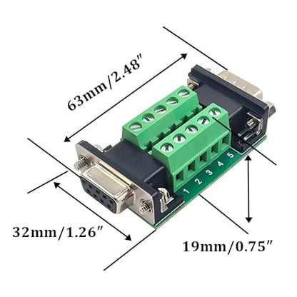 2PCS RS232 DB9 Female and Male Connector in One Breakout Board - style: DB9