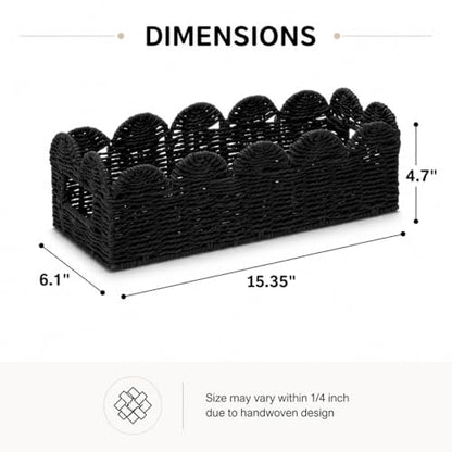 Black Scalloped Basket, Toilet Tank Tray, Back of Toilet - color: Black