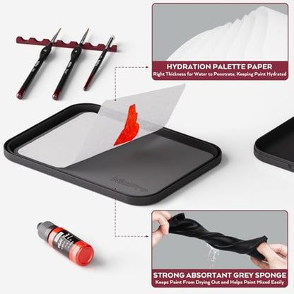 Nicpro All-in-One Miniature Painting Kit with 18 Model Paints & Wet Palette - color: 18 Model Paint + Wet Palette