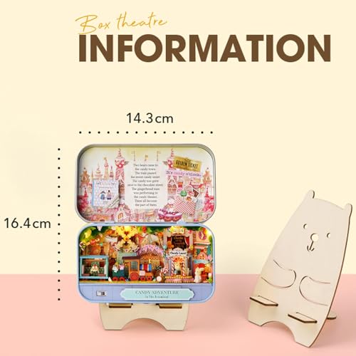 MAGQOO Miniature Dollhouse Kit Box Theater Kit Miniature Room Kit 3D DIY Wooden Doll House Kit with Furniture 1:100(Candy Adventure) - color: Candy Adventure