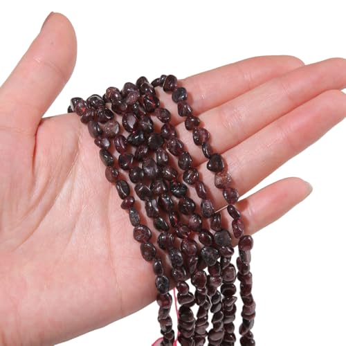 BEADIA Natural Irregular Freeform Garnet Stone Beads for DIY Jewelry Making 5-8mm 38cm - color: Garnet