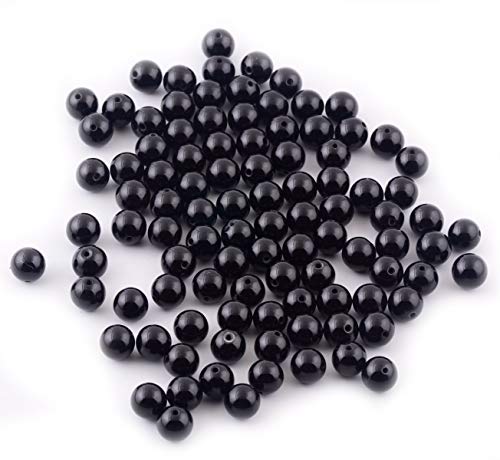 Natural Stone Beads 100pcs 10mm Black Obsidian Round Genuine Real Stone Beading Loose Gemstone Hole Size 1mm DIY Charm Smooth Beads for Bracelet Necklae Earrings Jewelry Making (Black Obsidian, 10mm) - color: Black Obsidian, size: 10mm