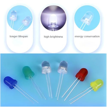 240pcs 5mm 10mm LED Diode Kit White Red Yellow Green Blue DIY