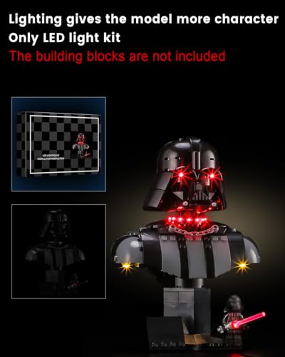 LED Lighting Set Compatible with Lego Star Wars Darth Vader Bust 75439 Set, DIY Light Up Kit for 75439 Building Blocks Model (Building Sets Not Included) - style: 75439 Darth Vader Bust Set