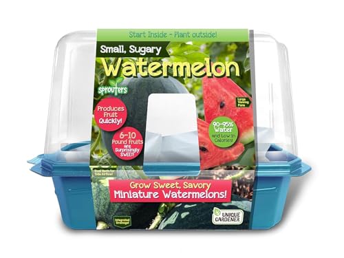 Unique Gardener Grow Your Own Watermelons, Premium Plant Seeds for Indoor Planting & Outdoor Gardening, Mini Live Sweet & Delicious Watermelon Plants Weigh 6-10 lbs, Just Add Water - style: Watermelons