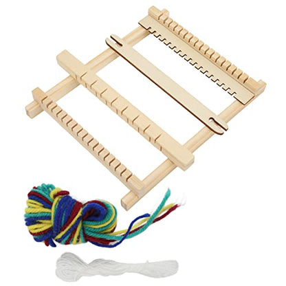 Handloom, Wooden DIY Hand Knitting Weaving Machine Large Frame Weaving Tapestries Scarves Heddle Bar for Kids Beginners