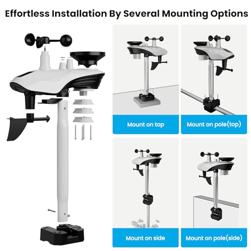 Home Weather Station with Rain Gauge and Wind Speed, Weather Stations Wireless Indoor Outdoor with Rain Gauge Outdoor, Forecast, Temperature, Humidity, Moon Phase, Alarm Clock(No WiFi)
