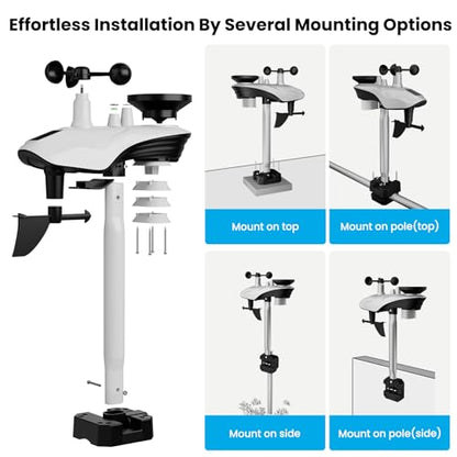 Home Weather Station with Rain Gauge and Wind Speed, Weather Stations Wireless Indoor Outdoor with Rain Gauge Outdoor, Forecast, Temperature, Humidity, Moon Phase, Alarm Clock(No WiFi)