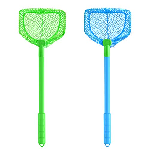 Coopay 2 Pieces Butterflies Kids Fishing Net Catching Bug Floating Bait Beach Nets for Outdoor Playing - color: Green + Blue