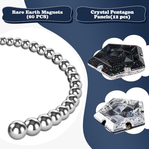 Magnetic Fidget Sphere Magnets Balls - Crystal Black Holographic Glitter - Magnet Fidgets Toy - 12 Piece Set - Creativity Beyond Imagination, Inspirational, Recreational, Desk Toys for Adults - color: Crystal Black Glitter